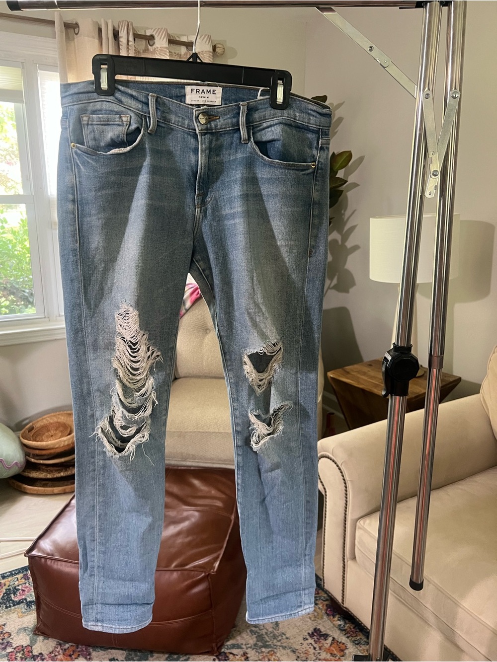 FRAME Le Garçon Distressed Boyfriend Jeans